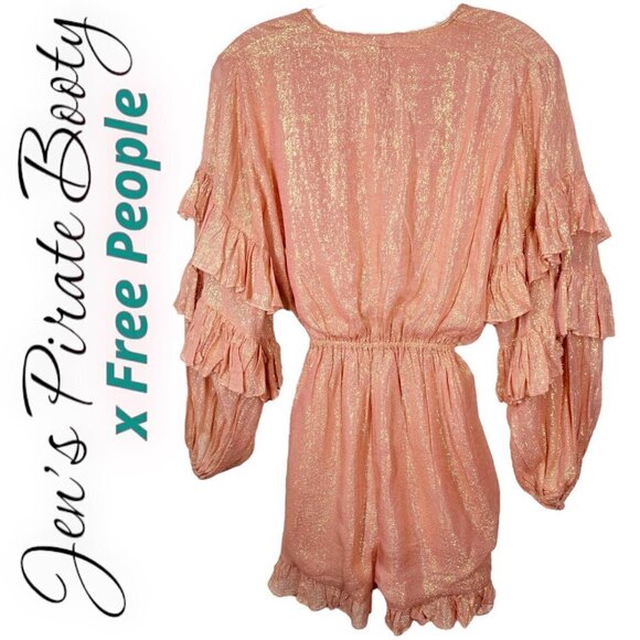 JEN’S PIRATE BOOTY x FREE PEOPLE Livia Ruffle Metallic Romper, Size XS - Picture 5 of 10